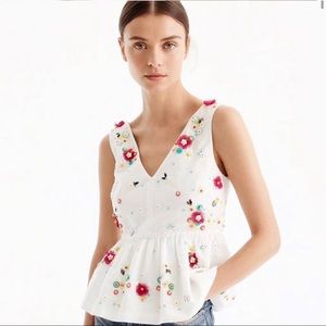 NWT J Crew Embellished Peplum Tank 6TALL